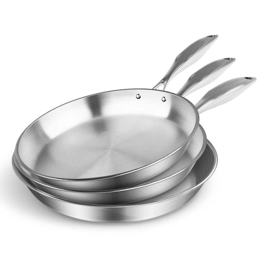 SOGA 3X Stainless Steel Fry Pan Frying Pan Top Grade Induction Skillet Cooking FryPan • LUZ-Fry626465