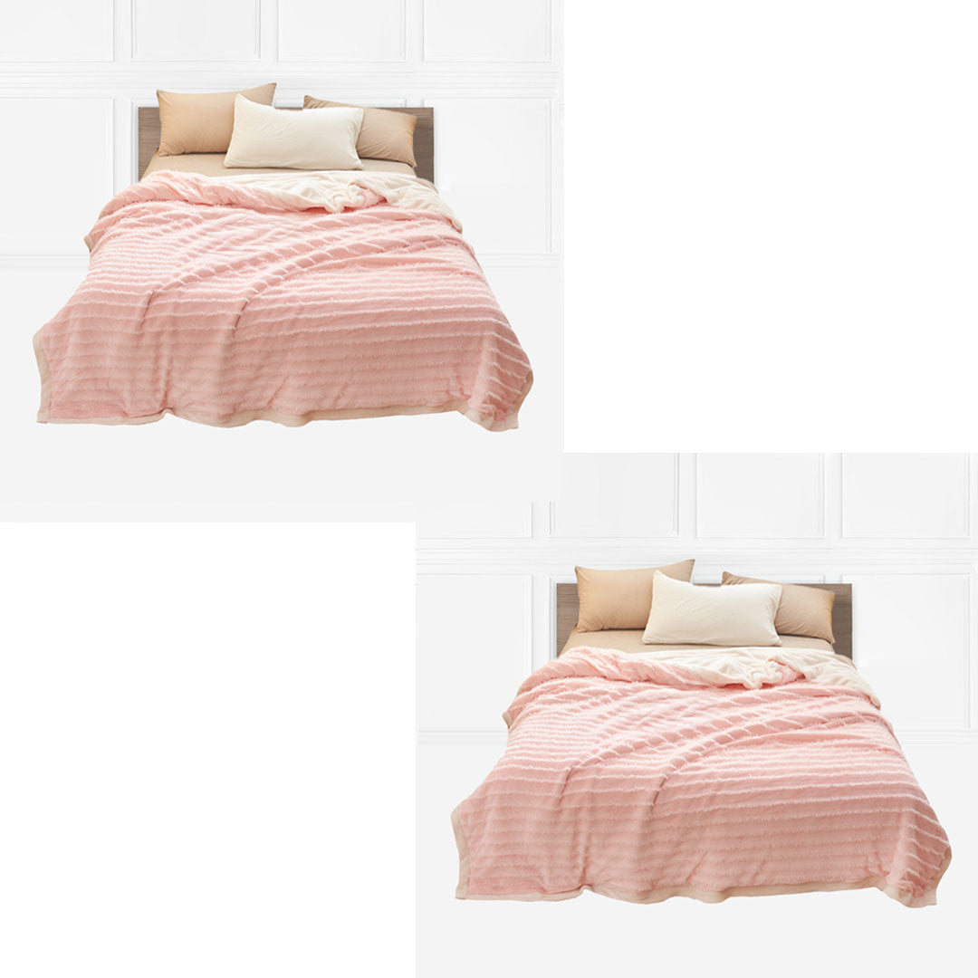 SOGA 2X Throw Blanket Warm Cozy Double Sided Thick Flannel Coverlet Fleece Bed Sofa Comforter Pink • LUZ-Blanket309X2