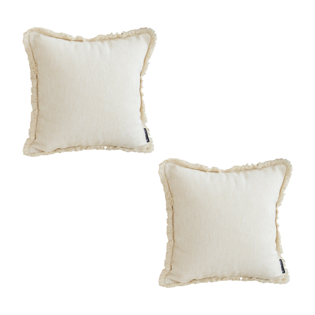 SOGA 2X 45cm Throw Pillow White Chenille Textured with Tassels Stylish Square Cozy Home Decor • LUZ-FrenchCushion277X2