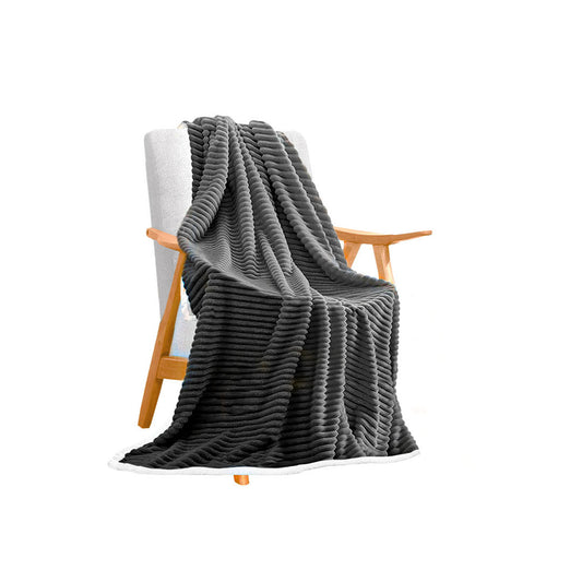 SOGA Grey Throw Blanket Warm Cozy Double Sided Thick Flannel Coverlet Fleece Bed Sofa Comforter • LUZ-Blanket306