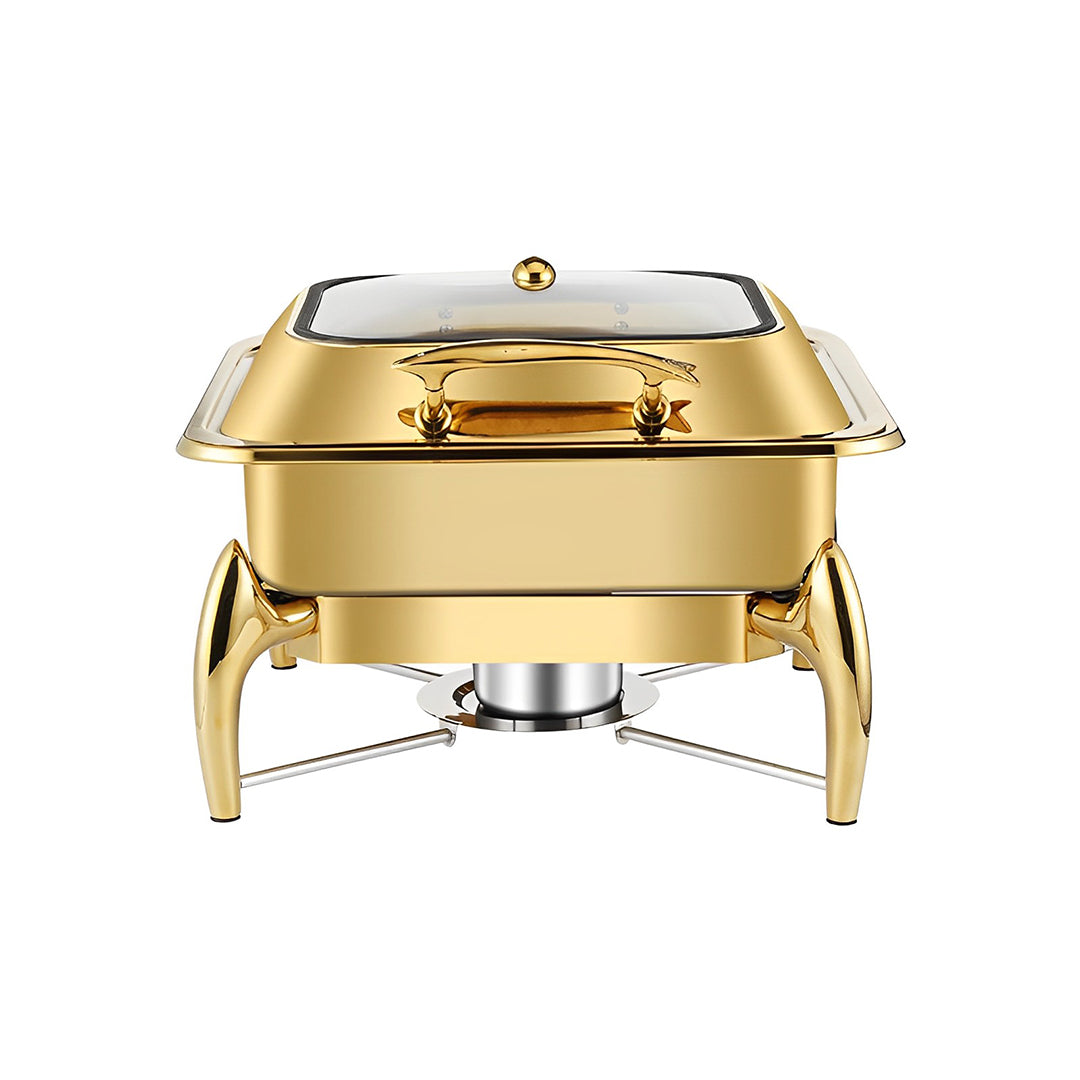 SOGA Gold Plated Stainless Steel Square Chafing Dish Tray Buffet Cater Food Warmer Chafer with Top Lid • LUZ-ChafingDish294