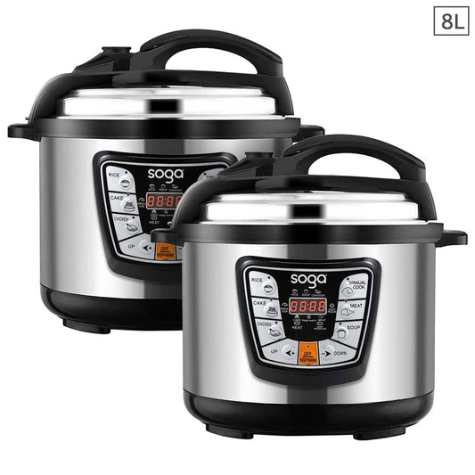 SOGA 2X Stainless Steel Electric Pressure Cooker 8L Nonstick 1600W • LUZ-ElectricPressureCooker8LX2