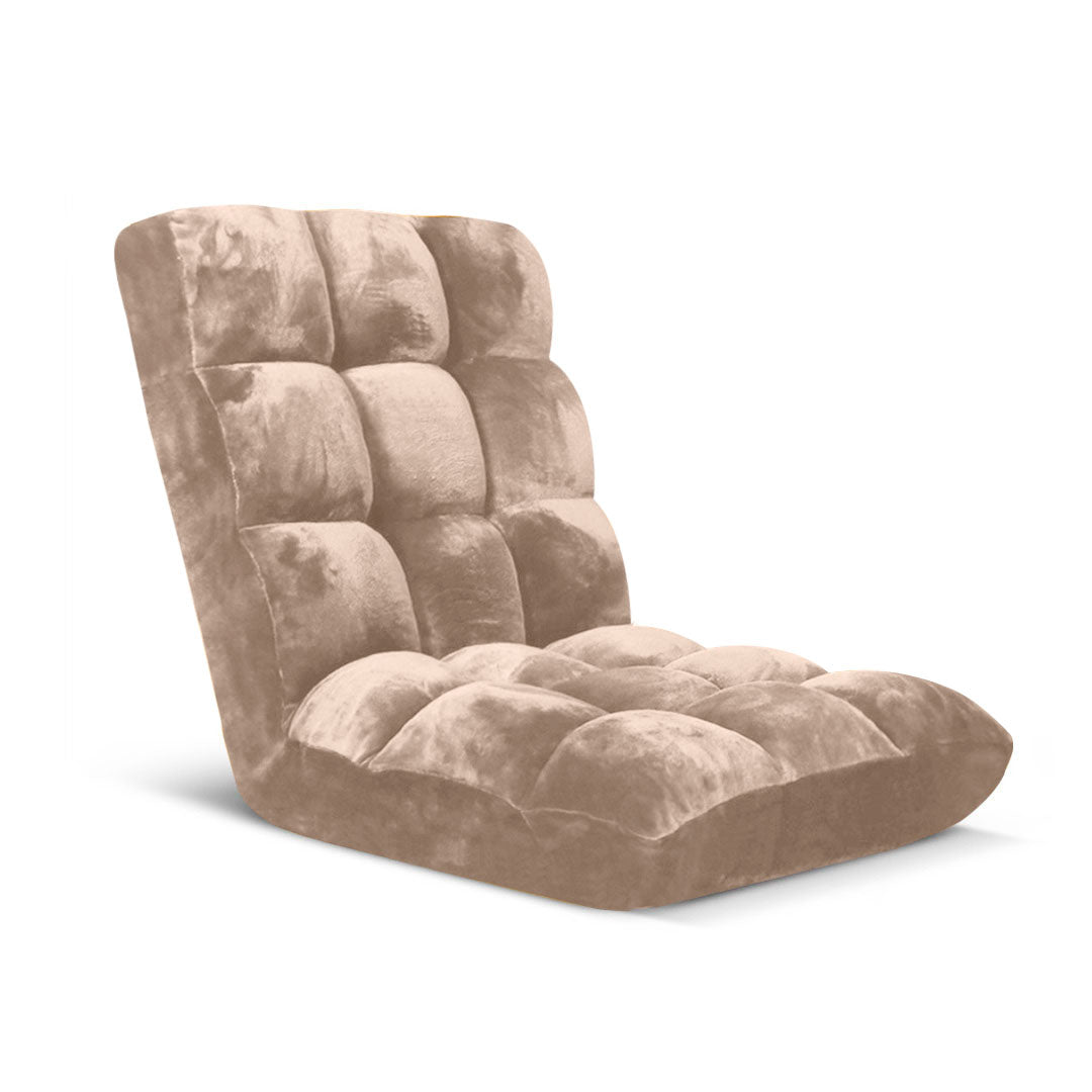 SOGA Floor Recliner Folding Lounge Sofa Futon Couch Folding Chair Cushion Light Apricot • LUZ-LoungeChairLightApricot