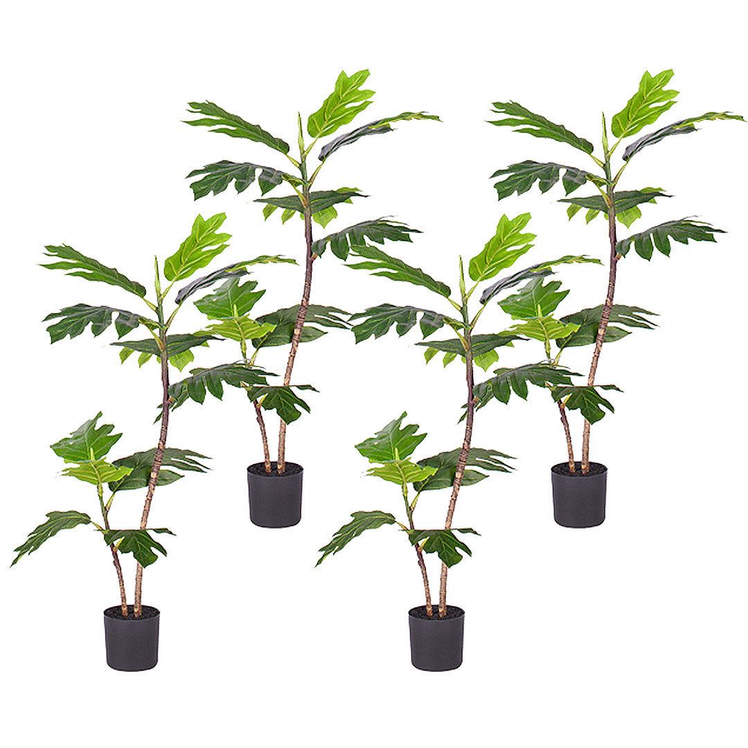 SOGA 4X 90cm 2-Trunk Artificial Natural Green Split-Leaf Philodendron Tree Fake Tropical Indoor Plant Home Office Decor • LUZ-APlant90122QX4
