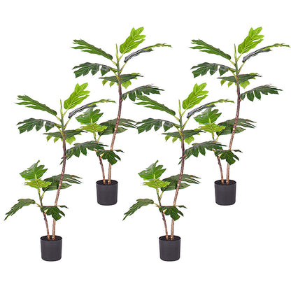 SOGA 4X 90cm 2-Trunk Artificial Natural Green Split-Leaf Philodendron Tree Fake Tropical Indoor Plant Home Office Decor • LUZ-APlant90122QX4