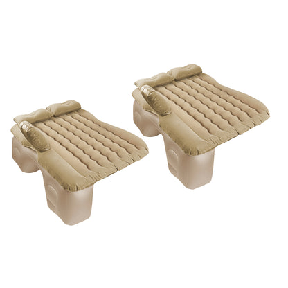 SOGA 2X Beige Ripple Inflatable Car Mattress Portable Camping Air Bed Travel Sleeping Kit Essentials • LUZ-CarMat007X2
