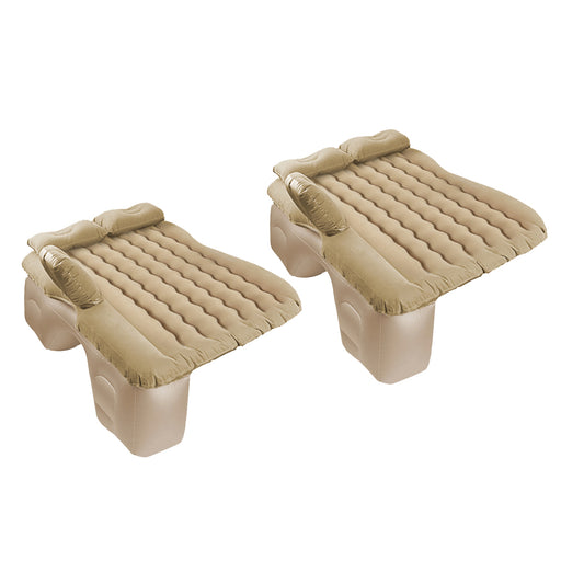 SOGA 2X Beige Ripple Inflatable Car Mattress Portable Camping Air Bed Travel Sleeping Kit Essentials • LUZ-CarMat007X2