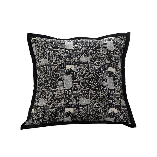 SOGA 45cm Throw Pillow Black Cat Paradise Wide Border Decorative Cushion for Living Room LUZ-FrenchCushion293