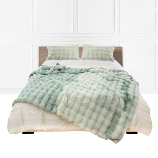 SOGA 200cm Light Green Fuzzy Super Soft and Cozy Fluffy Throw Blanket • LUZ-BlanketFur339