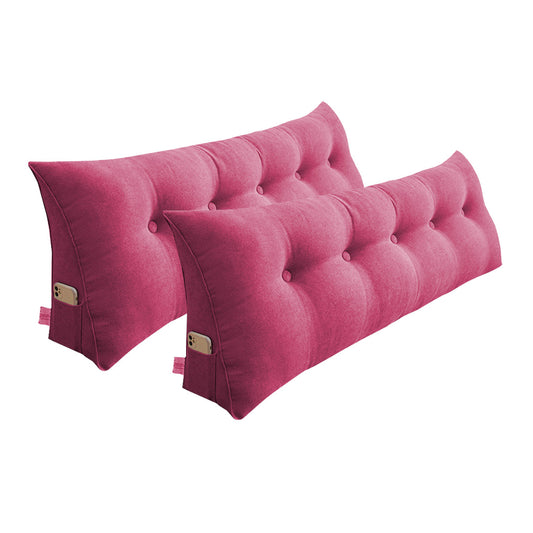 SOGA 2X 150cm Pink Triangular Wedge Bed Pillow Headboard Backrest Bedside Tatami Cushion Home Decor • LUZ-PillowFab150RedX2