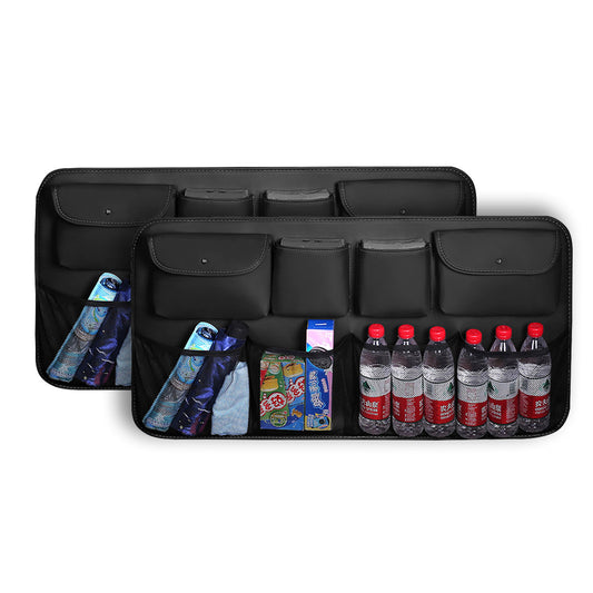 SOGA 2X High Quality Leather Car Rear Back Seat Storage Bag Organizer Interior Accessories Black • LUZ-CarStorge3SeatsBagBLKX2