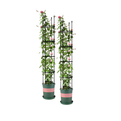 SOGA 2X 163cm 4-Bar Plant Frame Stand Trellis Vegetable Flower Herbs Outdoor Vine Support Garden Rack with Rings • LUZ-PlantTube163X2