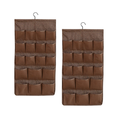 SOGA 2X Coffee Double Sided Hanging Storage Bag Underwear Bra Socks Mesh Pocket Hanger Home Organiser • LUZ-SBox26COFX2