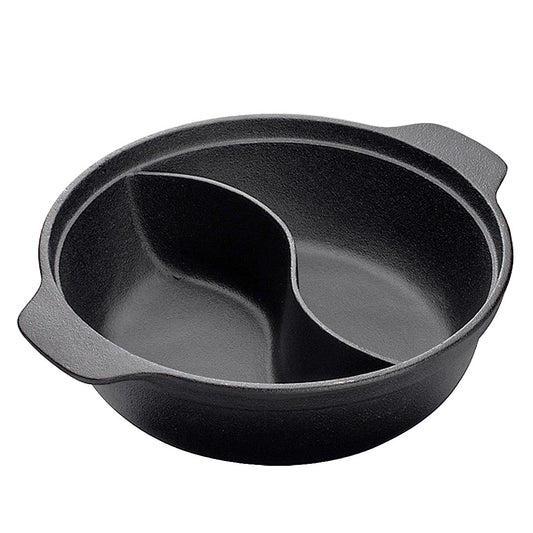 SOGA 32CM Round Cast Iron Shabu Shabu Hotpot Beef Chicken Stew Wok Two-Flavor Division • LUZ-ZPai038A