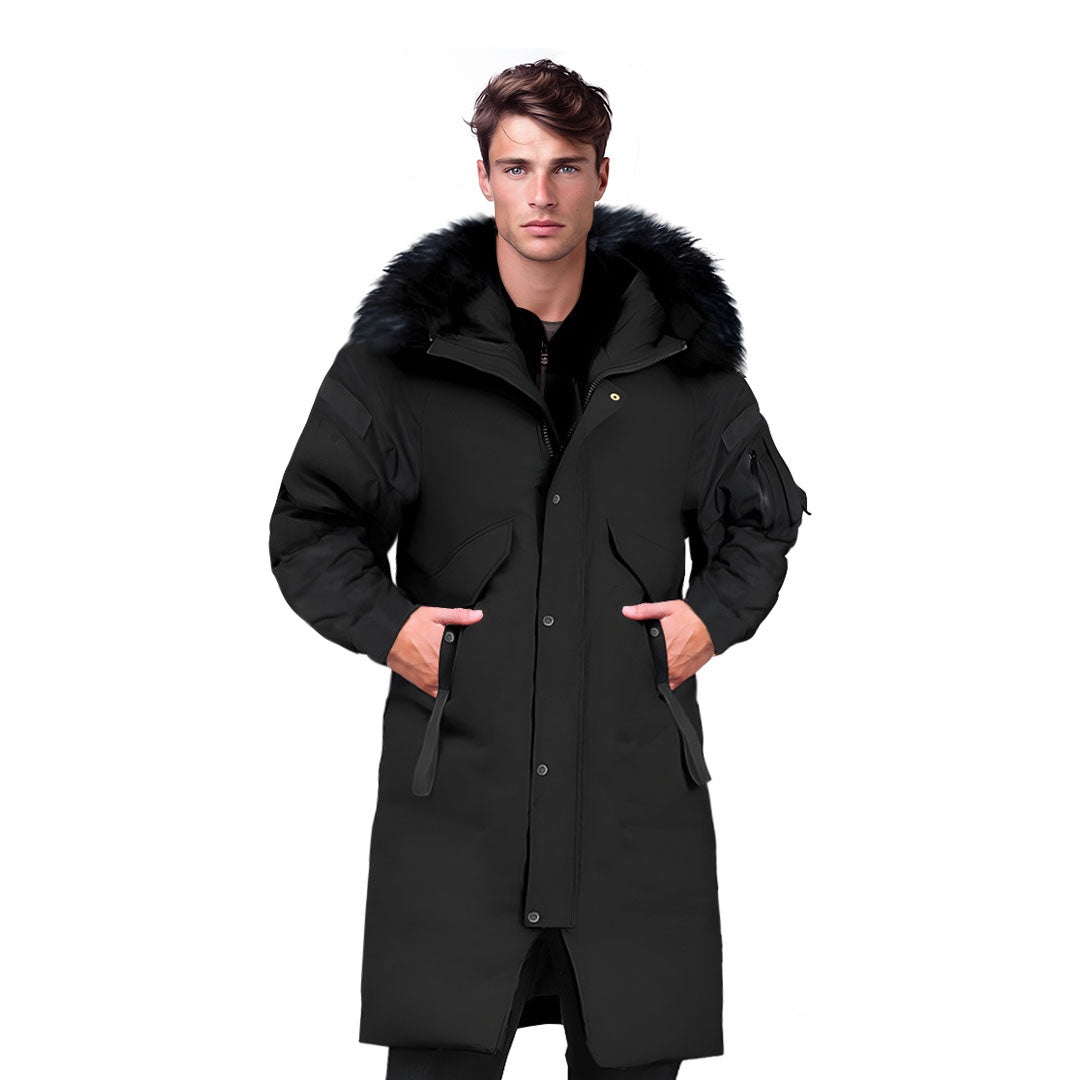 abbee Black XL Winter Fur Hooded Thick Overcoat Jacket Stylish Lightweight Quilted Warm Puffer Coat • LUZ-DJ-998B