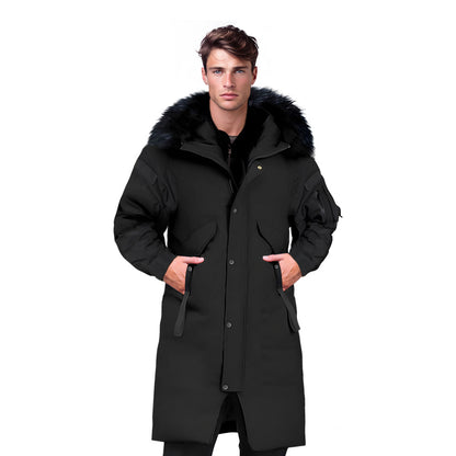 abbee Black XL Winter Fur Hooded Thick Overcoat Jacket Stylish Lightweight Quilted Warm Puffer Coat • LUZ-DJ-998B