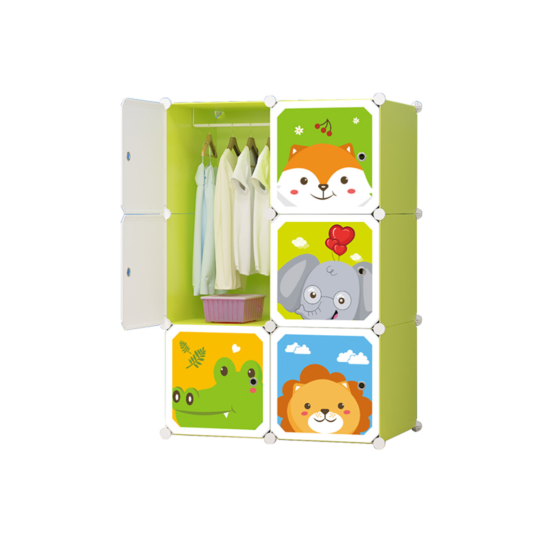 SOGA 6 Cubes Animal Design Portable Wardrobe Divide-Grid Modular Storage Organiser Foldable Closet • LUZ-Wrobe1778