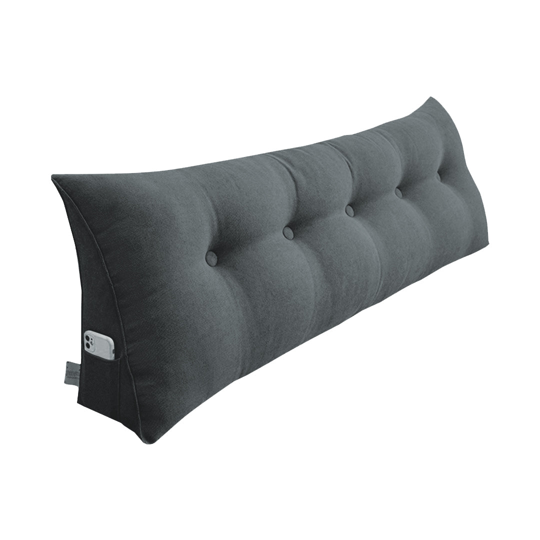 SOGA 180cm Dark Grey Triangular Wedge Bed Pillow Headboard Backrest Bedside Tatami Cushion Home Decor • LUZ-PillowFab180Grey