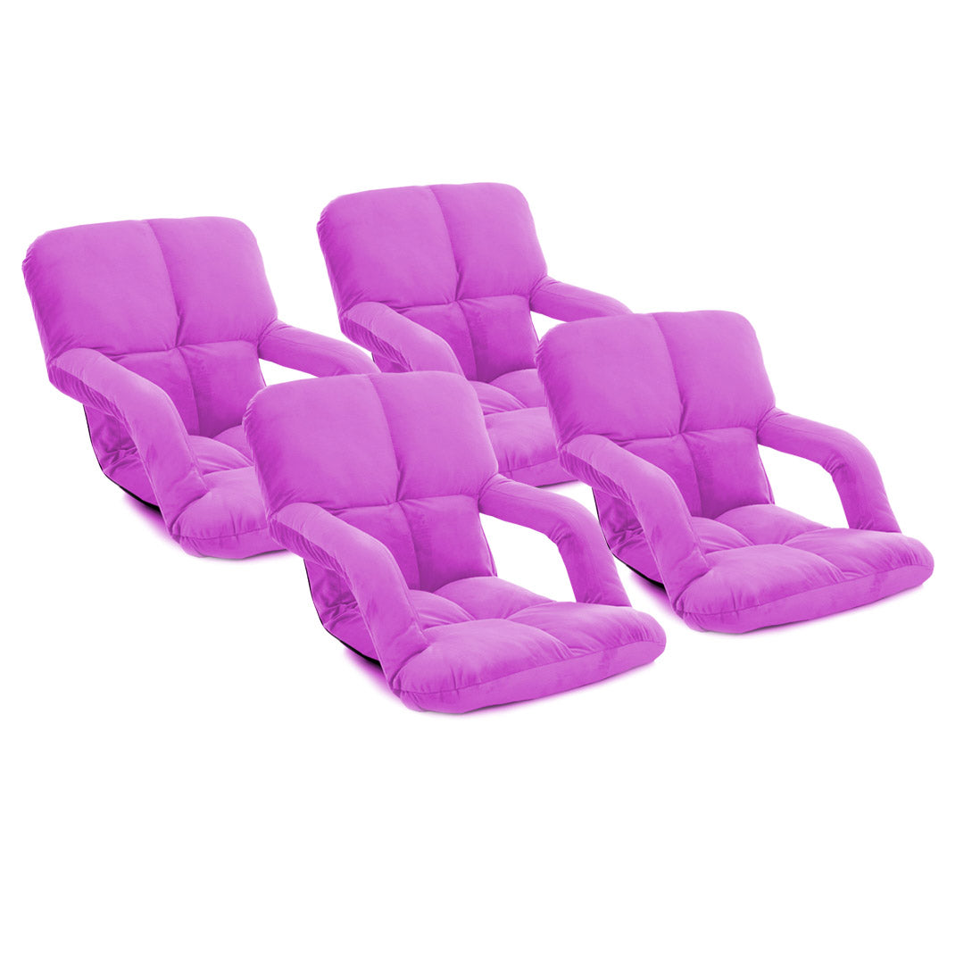 SOGA 4X Foldable Lounge Cushion Adjustable Floor Lazy Recliner Chair with Armrest Purple • LUZ-LoungeKidPurpleX4