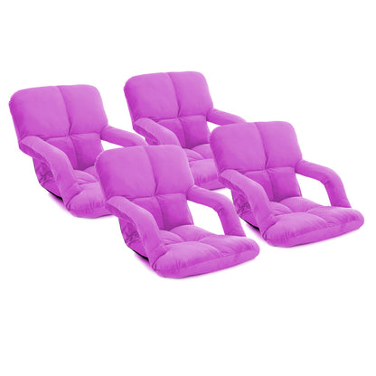 SOGA 4X Foldable Lounge Cushion Adjustable Floor Lazy Recliner Chair with Armrest Purple • LUZ-LoungeKidPurpleX4