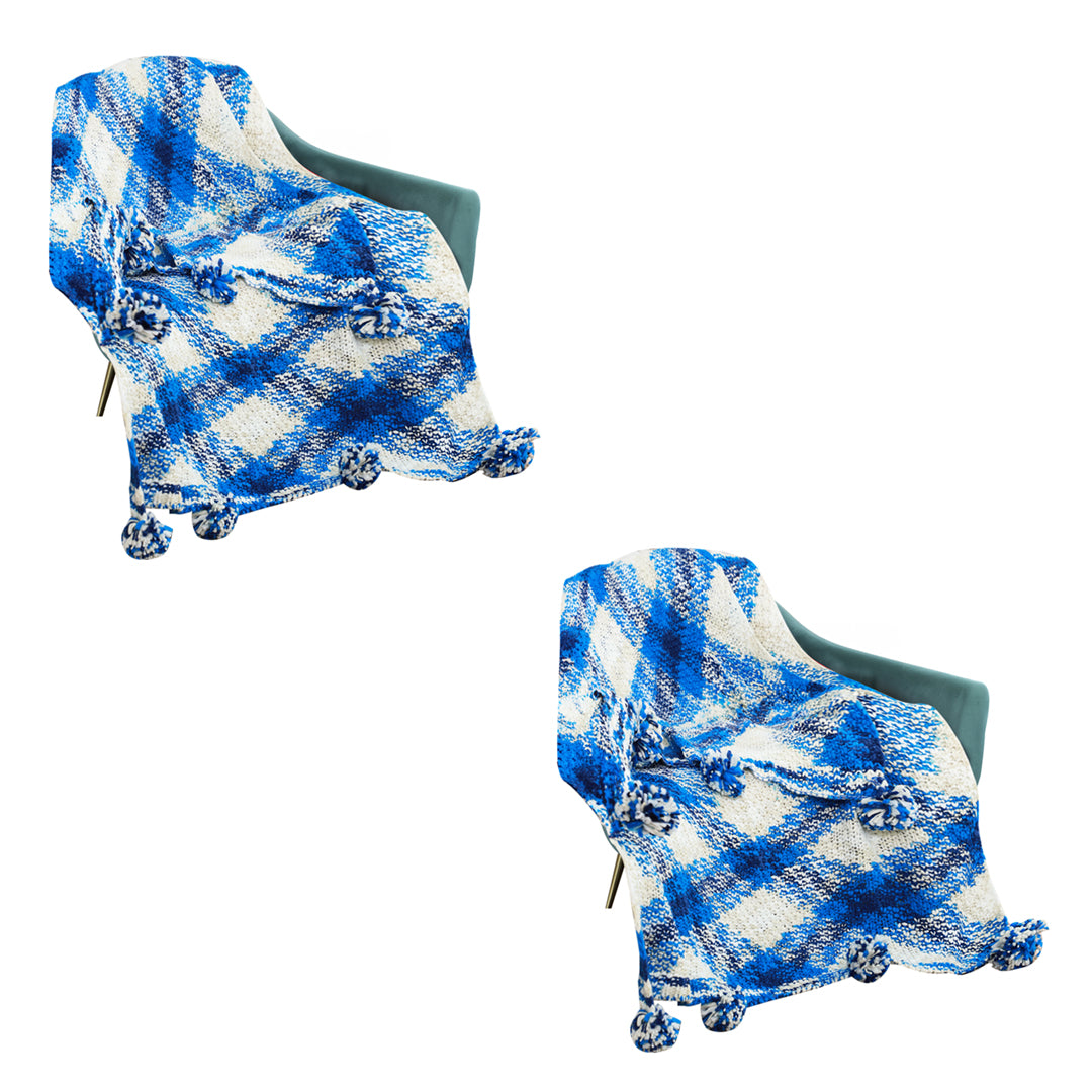 SOGA 2X 90x200cm Throw Blanket  Blue Deep Sea Gradient Dyed Art Stylish Decorative Cozy • LUZ-Blanket937X2