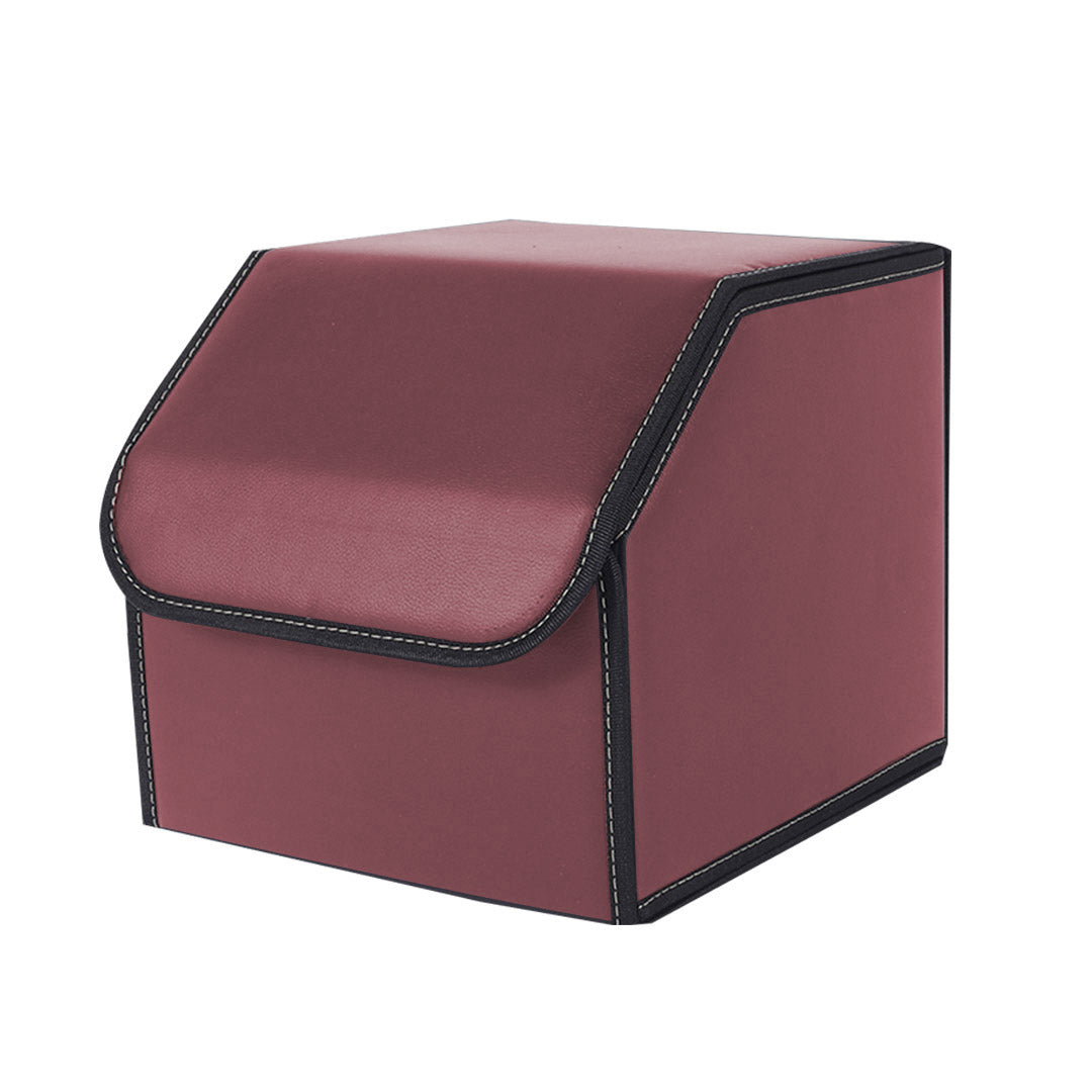 SOGA Leather Car Boot Collapsible Foldable Trunk Cargo Organizer Portable Storage Box Red Small • LUZ-StorageREDSml