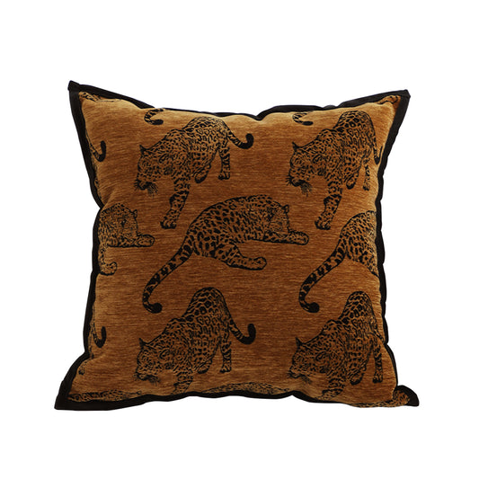 SOGA 45cm Throw Pillow Dark Brown Leopard Square Retro Decorative Cushion for Living Room LUZ-FrenchCushion299