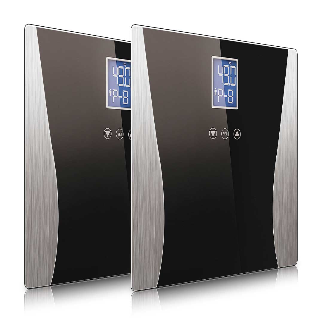 SOGA 2X Wireless Digital Body Fat LCD Bathroom Weighing Scale Electronic Weight Tracker Black • LUZ-BodyFatScale1304BlackX2