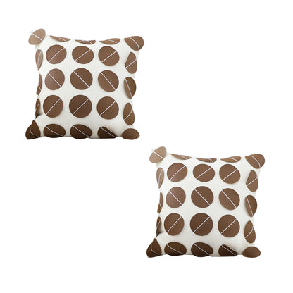 SOGA 2X 45cm Brown Leather Square Pillow with 3D Circle Pattern Decorative Cushion for Living Room • LUZ-FrenchCushion285X2