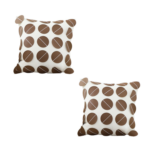 SOGA 2X 45cm Brown Leather Square Pillow with 3D Circle Pattern Decorative Cushion for Living Room • LUZ-FrenchCushion285X2