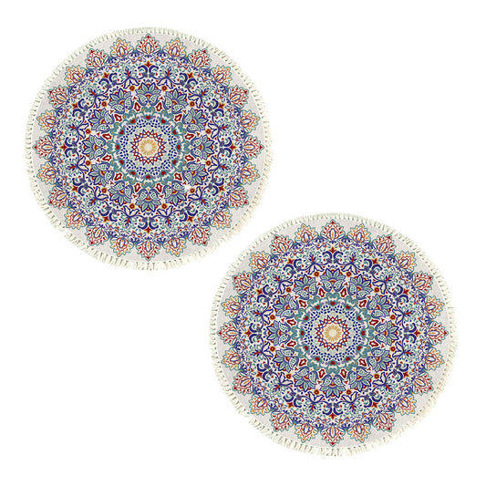 SOGA 2X 120cm Mandala Area Rug for Living Room Lounge, Bedroom, Anti-slip Doormat, Home Decor • LUZ-CarpetXLS14LgeX2