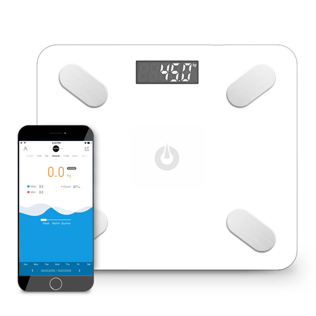 SOGA Wireless Bluetooth Digital Body Fat Scale Bathroom Weighing Scales Health Analyzer Weight White LUZ-ScaleBluetoothBGWhite