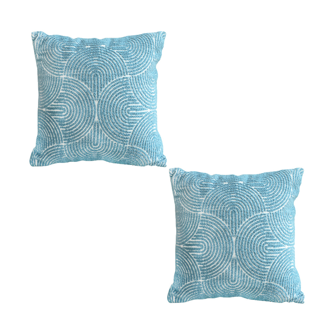SOGA 2X 50cm Blue Throw Pillow Geometric Indoor and Outdoor Corded for Home Decor • LUZ-FrenchCushion319X2