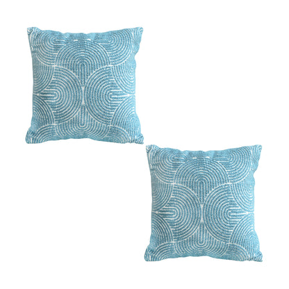 SOGA 2X 50cm Blue Throw Pillow Geometric Indoor and Outdoor Corded for Home Decor • LUZ-FrenchCushion319X2