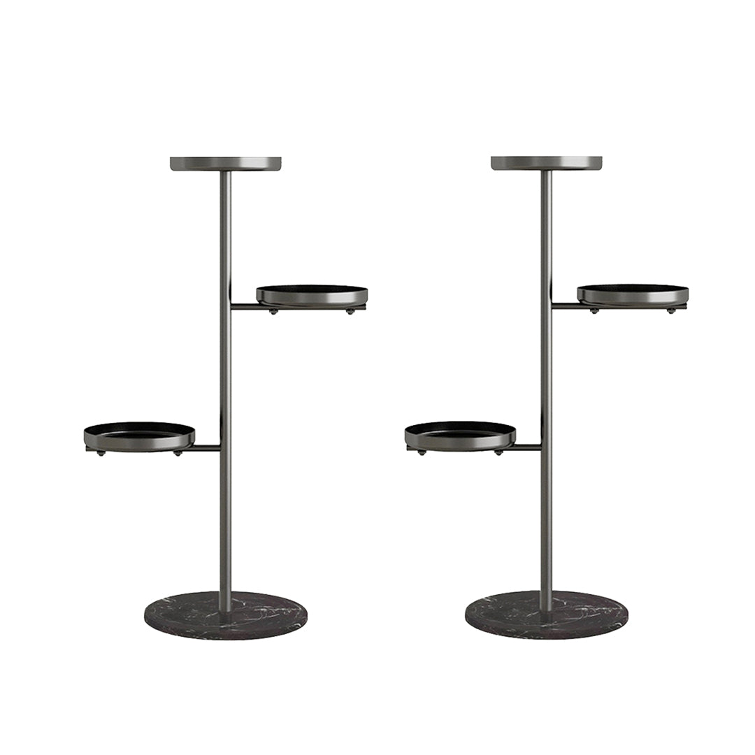 SOGA 2X 3 Tier Black Round Plant Stand Flowerpot Tray Display Living Room Balcony Metal Decorative Shelf • LUZ-FPotH102X2