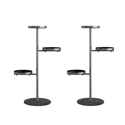 SOGA 2X 3 Tier Black Round Plant Stand Flowerpot Tray Display Living Room Balcony Metal Decorative Shelf • LUZ-FPotH102X2