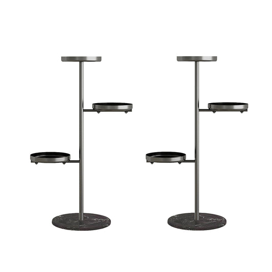 SOGA 2X 3 Tier Black Round Plant Stand Flowerpot Tray Display Living Room Balcony Metal Decorative Shelf • LUZ-FPotH102X2