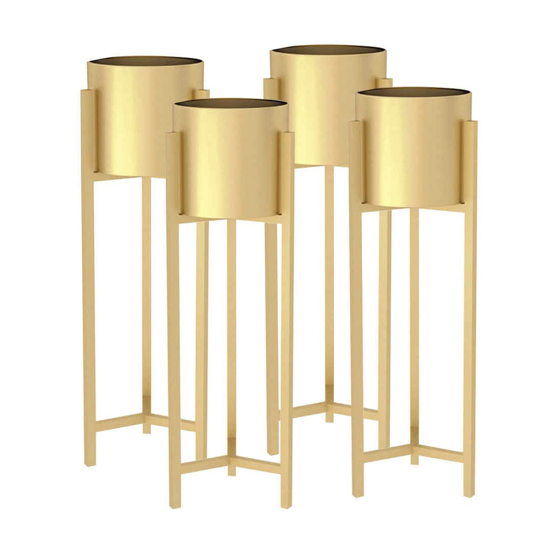 SOGA 4X 75cm Gold Metal Plant Stand with Flower Pot Holder Corner Shelving Rack Indoor Display • LUZ-FPotH75GLDX4