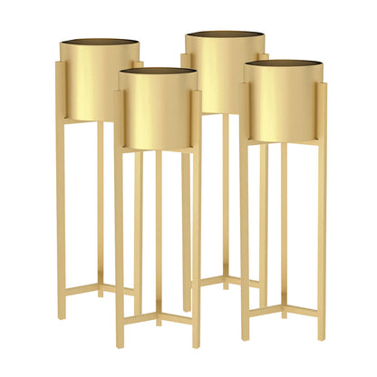 SOGA 4X 75cm Gold Metal Plant Stand with Flower Pot Holder Corner Shelving Rack Indoor Display • LUZ-FPotH75GLDX4
