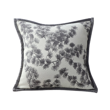 SOGA 45cm Throw Pillow Off White Wide Border with Branch and Pine Needle Design Pattern Home Decor • LUZ-FrenchCushion305