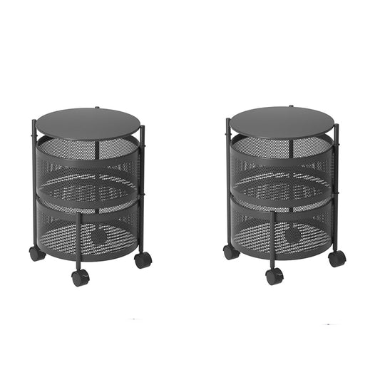 SOGA 2X 2 Tier Steel Round Rotating Kitchen Cart Multi-Functional Shelves Portable Storage Organizer with Wheels • LUZ-KitchenXY014X2