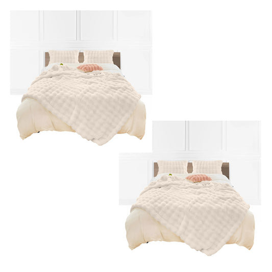 SOGA 2X 150x200cm Throw Blanket White Double Layer Rabbit Fur Cozy Comfort with Stylish Decor • LUZ-BlanketFur340X2