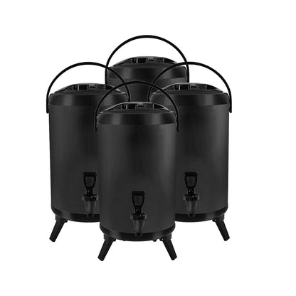 SOGA 4X 10L Stainless Steel Insulated Milk Tea Barrel Hot and Cold Beverage Dispenser Container with Faucet Black • LUZ-VICDispenser10LBLKX4