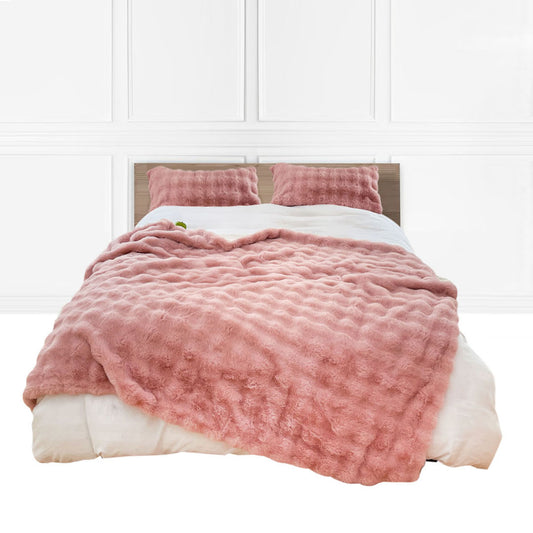 SOGA 200cm Pink Fur Fuzzy Super Soft and Cozy Fluffy Throw Blanket • LUZ-BlanketFur338
