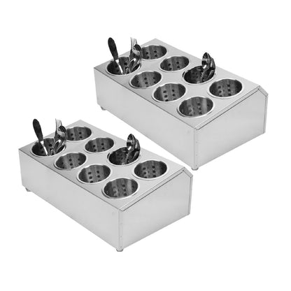 SOGA 2X 18/10 Stainless Steel Commercial Conical Utensils Cutlery Holder with 8 Holes • LUZ-CutleryHolder4606X2