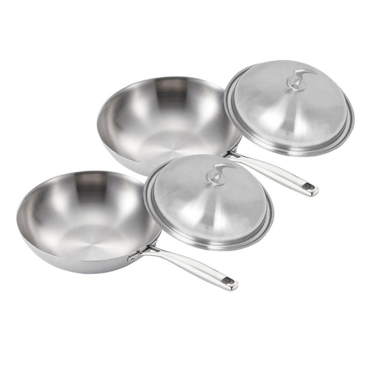 SOGA 2X 18/10 Stainless Steel Fry Pan 32cm Frying Pan Top Grade Cooking Skillet with Lid • LUZ-TRIFPI32X2