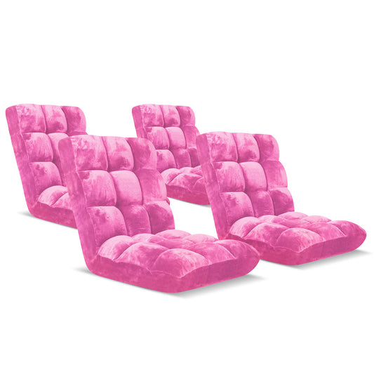 SOGA 4X Floor Recliner Folding Lounge Sofa Futon Couch Folding Chair Cushion Light Pink • LUZ-LoungeChairLightPinkX4