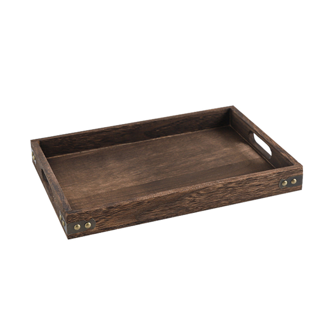 SOGA Medium Walnut Rectangle Wooden Tray Breakfast Dinner Serving Board Tea Set Holder Kitchen Home Decor • LUZ-WodE562