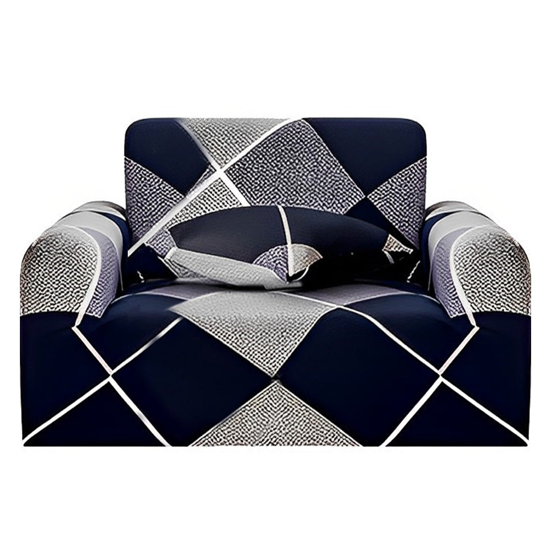 SOGA 1-Seater Checkered Sofa Cover Couch Protector High Stretch Lounge Slipcover Home Decor • LUZ-SofaCov221
