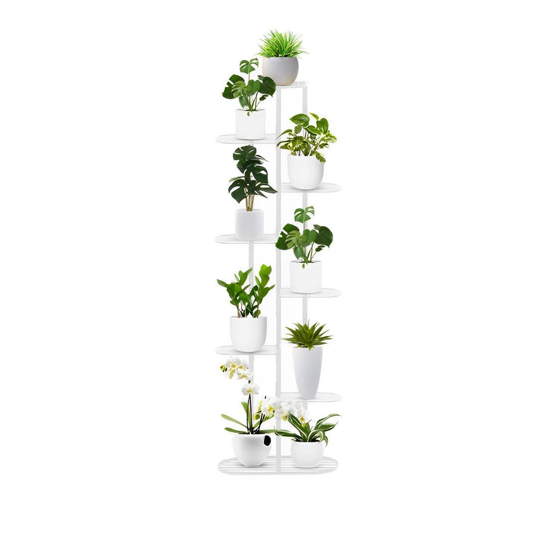 SOGA 8 Tier 9 Pots White Metal Plant Rack Flowerpot Storage Display Stand Holder Home Garden Decor • LUZ-FPotH36
